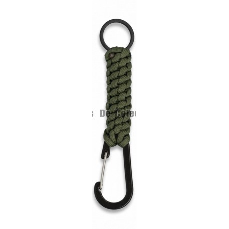 Carabiner with green paracord and ring