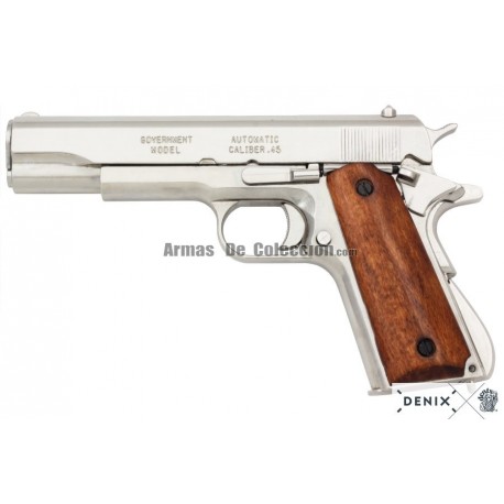 Colt M1911A1 .45 Automática Cromada - Desmontável, Denix 6312