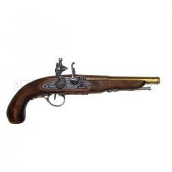 Flintlock pirate pistol, 18th. C. (left-handed). gold