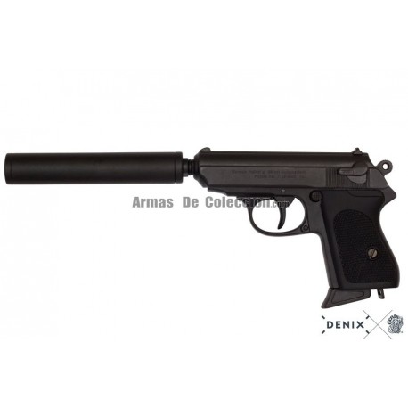 pistola-walther-ppk-com-silenciador-replica-denix-ref-1311-alemanha-1931-colecionaveis-da-guerra-mundial