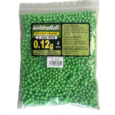 Munición Airsoft 0,12 grs. - 6 mm - Goldenball 2500 bolas- verde