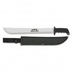 Cortacañas ALBAINOX AMAZONAS hoja 46 cm acero 3Cr13Mov con sierra, mango de goma y funda de nylon negra incluida
