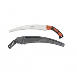 Sierra ALBAINOX de 50 cm con hoja 34 cm acero 3Cr13Mov, mango antideslizante negro/naranja y funda rígida de ABS