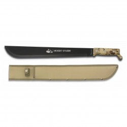 Cortacañas ALBAINOX DESERT STORM hoja negra 41,5 cm acero 3Cr13Mov, mango camo árido y funda de nylon incluida