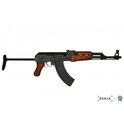 Réplica AK47 Kalashnikov Soviético con culata abatible, Denix, 63,5 cm y 3,9 kg, metal y madera, arma histórica