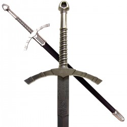 Espada medieval siglo XIV Denix 4183/NQ, 116 cm y 2,72 kg, réplica decorativa de una mano con vaina incluida