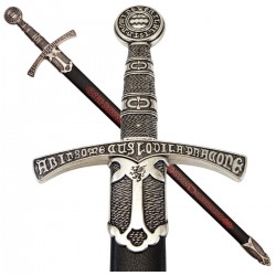 Espada medieval Francia S.XIV Denix 6201, 109 cm y 2.030 g, réplica decorativa con funda extraíble