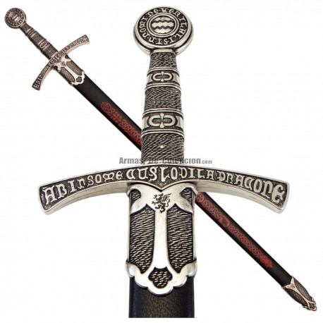 Espada medieval Francia S.XIV Denix 6201, 109 cm y 2.030 g, réplica decorativa con funda extraíble