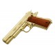 Pistola automática dorada M1911A1 cal. 45, USA 1911, réplica Denix 5312, 1ª y 2ª GM, metal y madera, 24 cm, simulador de disparo