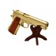 Pistola automática dorada M1911A1 cal. 45, USA 1911, réplica Denix 5312, 1ª y 2ª GM, metal y madera, 24 cm, simulador de disparo