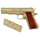 Pistola automática dorada M1911A1 cal. 45, USA 1911, réplica Denix 5312, 1ª y 2ª GM, metal y madera, 24 cm, simulador de disparo