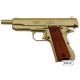 Pistola automática dorada M1911A1 cal. 45, USA 1911, réplica Denix 5312, 1ª y 2ª GM, metal y madera, 24 cm, simulador de disparo