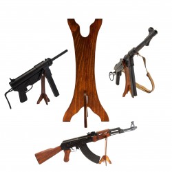 Soporte de sobremesa para armas largas – Denix Ref. 811, madera barnizada, 24 cm y 53 g, ideal para exposición de réplicas