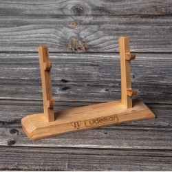 Peana Cudeman de madera de pino natural, 711-P para cuchillos , para 2 unidades 26x8x15 cm, resistente y decorativa