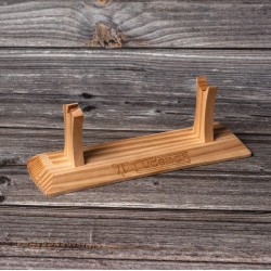 Peana de madera 710-P para cuchillos o navajas, 1 unidad de pino natural, 26x8x8 cm, robusta, elegante y funcional