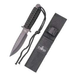 Cuchillo táctico Third H0601 acero 420 hoja 10,5 cm negra, mango encordado y funda nylon