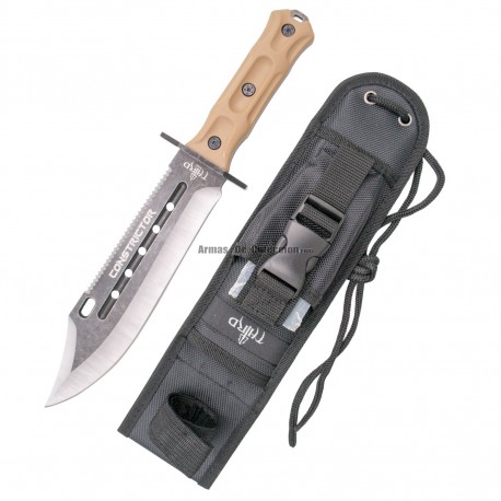 THIRD Navaja 10020C, Mango de ABS con decoración de Ciervo, Hoja de Acero INOX de 9.5 cm.