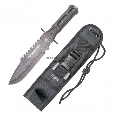 THIRD Navaja 10020C, Mango de ABS con decoración de Ciervo, Hoja de Acero INOX de 9.5 cm.