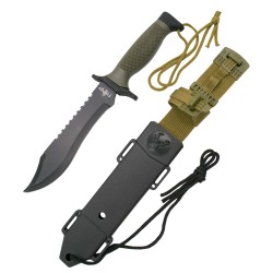 Cuchillo táctico Third H0502B acero inox hoja 18,2 cm satinada, mango ABS verde y funda ABS/nylon