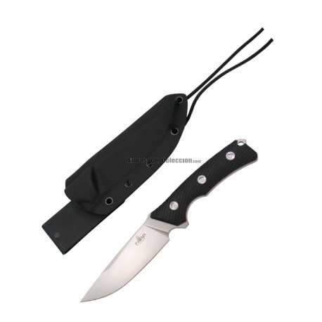 Cuchillo táctico Third H0742 con hoja de acero de 12 cm en negro, mango de G10 Negro, funda kydex.