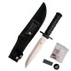 Cuchillo de supervivencia Third 086N con hoja de acero de 17 cm, mango de aluminio en negro,kit de supervivencia y funda