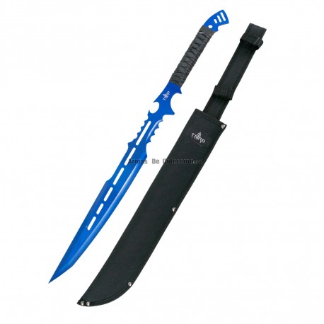 Cuchillo de supervivencia Third 086N con hoja de acero de 17 cm, mango de aluminio en negro,kit de supervivencia y funda