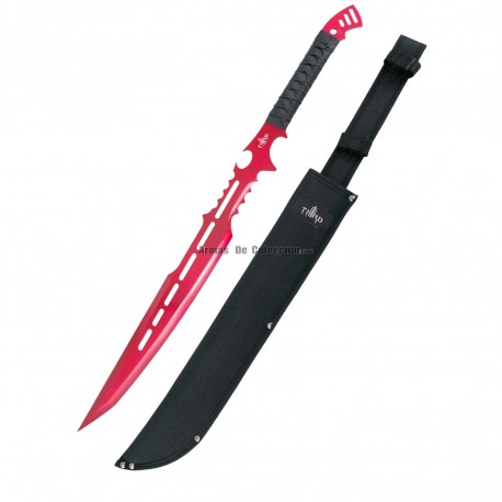 Machete cortacañas Third H0073AK hoja 50,5 cm negro con corte azul, mango encordado negro y funda de nylon