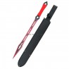 Machete cortacañas Third H0817R acero 420, hoja 51 cm negro con corte rojo, mango encordado rojo y funda de nylon