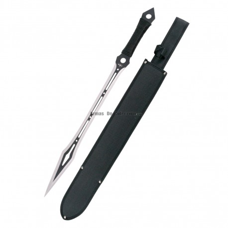 Machete cortacañas Third H0817R acero 420, hoja 51 cm negro con corte rojo, mango encordado rojo y funda de nylon