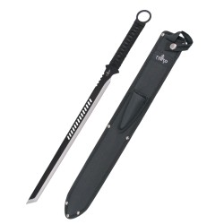 Machete cortacañas Third H0068BK acero 420, hoja 50 cm negra con corte satinado, mango cuerda trenzada y funda de nylon