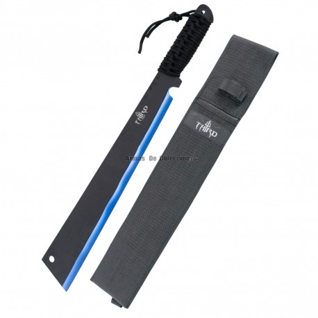 Machete cortacañas Third H0067RD acero 420, hoja 38 cm anodizada en rojo, mango cuerda trenzada y funda de nylon