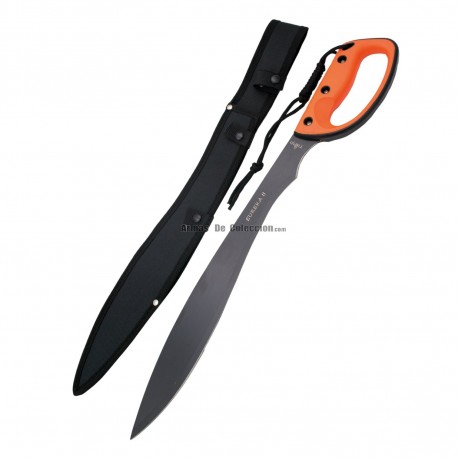 Machete cortacañas Third S2020B hoja de acero inox de 44 cm con mango de ABS y goma fundida, con funda de nylon.