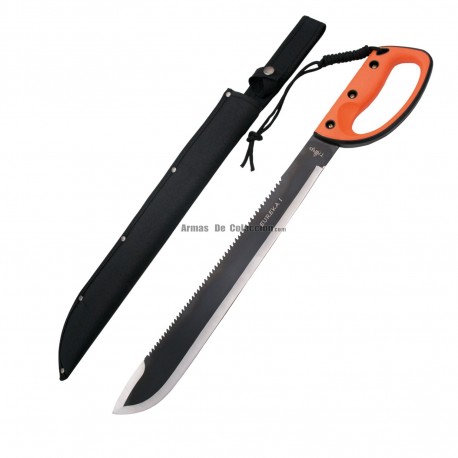 Machete cortacañas Third S2020 hoja de acero inox de 45 cm con mango de ABS y goma fundida, con funda de nylon.