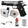 Pack Tiro 4,5 mm con Pistola CO2 1911 Metal, Tragabalines 14×14, 50 Dianas, 1500 BBs Acero, Gafas Bollé y 5 CO2