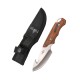 Cuchillo Third H0205 acero 420 satinado con mango pakkawood y funda de nylon negra, hoja de 8,6 cm