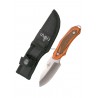 Cuchillo Third H0203 acero 420 satinado con mango pakkawood y funda de nylon negra, hoja de 8,3 cm