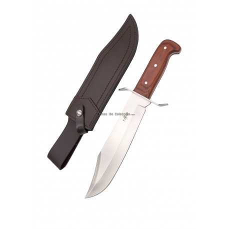 Cuchillo de caza Third 13794PW acero 440 satinado con mango pakkawood y funda de piel, hoja de 25 cm