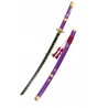 Katana Enma Zoro One Piece Cosplay Hoja Bambú Negra 104 cm Réplica No Oficial Lila Detalles Dorados Saya Decorada