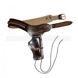Leather cartridge belt for one revolver including bullets