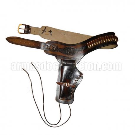 Leather cartridge belt for one revolver including bullets (left