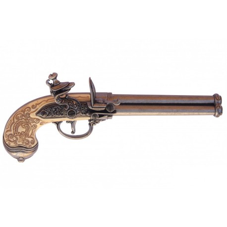 Three-cannon pistol, manufactured by Lorenzoni, Italy 1680. Silv