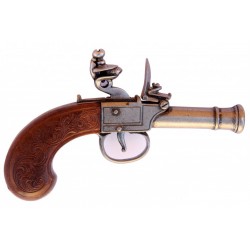 Inglês pistola flintlock, século XVIII Prata