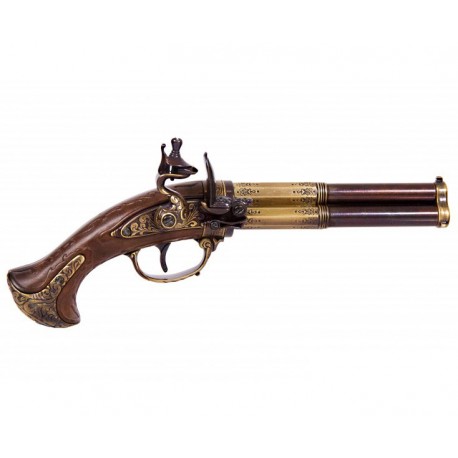 Pistola de 3 cañones giratorios, Francia S. XVIII