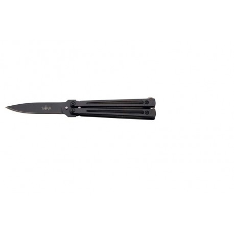 Navaja de abanico Third 15390N hoja de acero inox color negro de 7.5 cm, mango de acero inox abierto color negro.