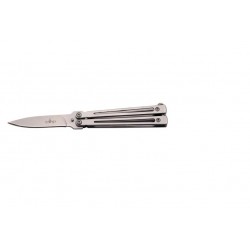 Navaja de abanico Third 15390P hoja de acero inox acabado satinado de 7.5 cm, mango de acero inox abierto acabado satinado.