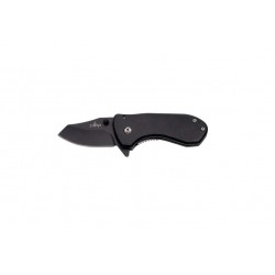 Navaja asistida Third K1920, mango de aluminio negro, hoja de acero inox negra. Con clip.