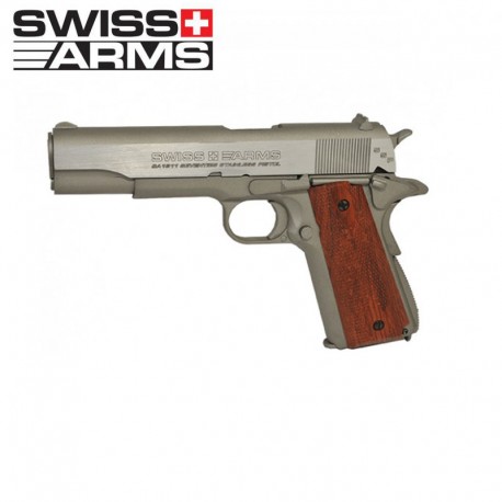 Swiss Arms P1911 Pistola Full Metal Blow Back Plata/madera 4,5MM CO2