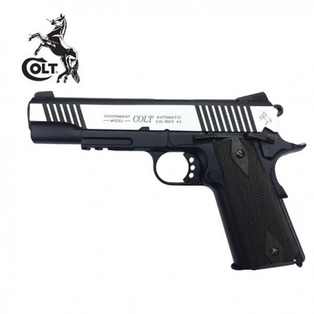 Colt M1911 Rail Gun Pistola 6MM CO2 Negro-Plata Full Metal Blow Back