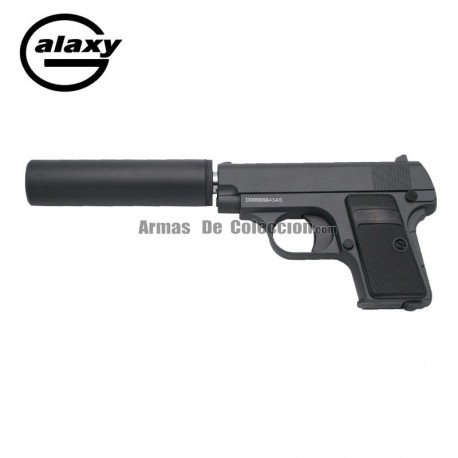 Galaxy tipo Colt 25 con estabilizador -FULL METAL- Negra - Pistola Muelle - 6 mm