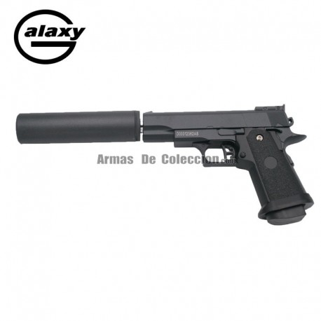 HI CAPA mini con estabilizador -FULL METAL- Negra - Pistola Muelle - 6 mm